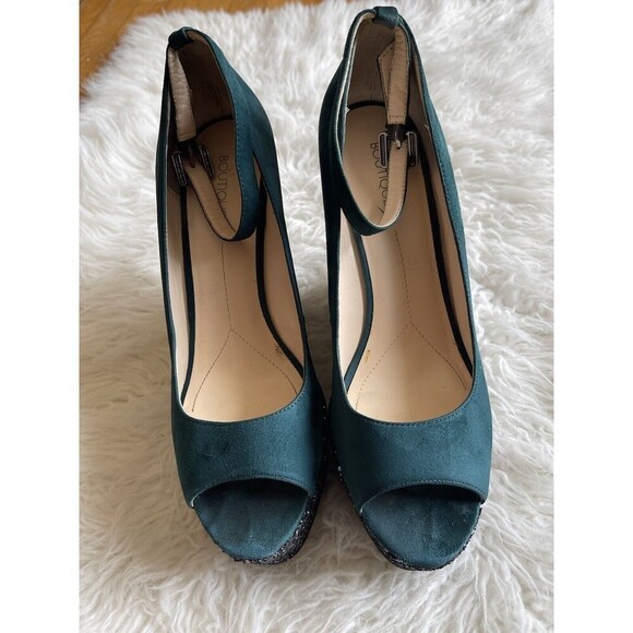 Boutique 9 Women’s Size 10 Sparkle platform Wedge Shoes Peep toe Heels - Picture 4 of 11